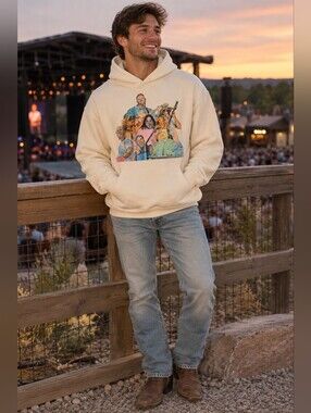 Zach Bryan Quittin’ Time Tour Graphic Hoodie Cream Size Large Unisex